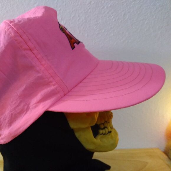 RARE Vintage American Needle California Angels Snap Back Hat Nylon Neon Pink - Picture 6 of 12